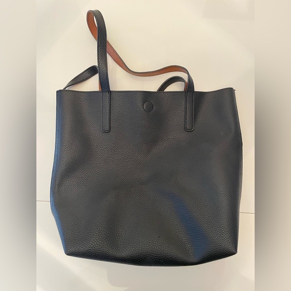 Handbags - Black shoulder bag- brown interior- magnetic close- 23 H x 15” W